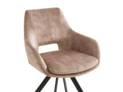 Lot De 2 Chaises Avec Accoudoirs - Velours Et Métal - Beige - KELINE -Mobilia Boutique chaise 507005