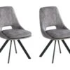 Lot De 2 Chaises - Velours Et Métal - Gris - KELINE -Mobilia Boutique chaise 507093