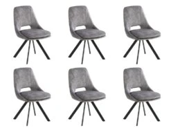 Lot De 6 Chaises - Velours Et Métal - Gris - KELINE -Mobilia Boutique chaise 507109