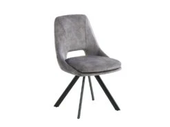 Lot De 6 Chaises - Velours Et Métal - Gris - KELINE -Mobilia Boutique chaise 507111