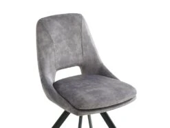 Lot De 6 Chaises - Velours Et Métal - Gris - KELINE -Mobilia Boutique chaise 507113