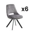 Lot De 6 Chaises - Velours Et Métal - Gris - KELINE -Mobilia Boutique chaise 507117