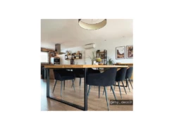 Lot De 6 Chaises BIBO - Avec Accoudoirs - Effet Velours & Métal - Noir -Mobilia Boutique chaise 507499