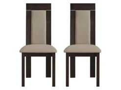 Lot De 2 Chaises BELINDA - Hêtre Et Tissu - Coloris : Noyer Et Beige -Mobilia Boutique chaise 514183
