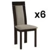 Lot De 6 Chaises BELINDA - Hêtre Et Tissu - Coloris : Noyer Et Beige -Mobilia Boutique chaise 514193