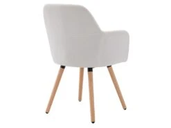 Chaise Avec Accoudoirs - Tissu Et Métal Effet Bois - Crème - ELEANA -Mobilia Boutique chaise 578863