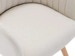 Chaise Avec Accoudoirs - Tissu Et Métal Effet Bois - Crème - ELEANA -Mobilia Boutique chaise 578869