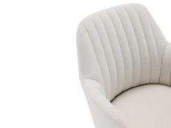 Chaise Avec Accoudoirs - Tissu Et Métal Effet Bois - Crème - ELEANA -Mobilia Boutique chaise 578871