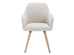 Chaise Avec Accoudoirs - Tissu Et Métal Effet Bois - Crème - ELEANA -Mobilia Boutique chaise 578873