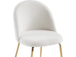 Lot De 2 Chaises - Tissu Bouclette Et Métal Doré - Blanc - MELBOURNE 17 Lot De 2 Chaises - Tissu Bouclette Et Métal Doré - Blanc - MELBOURNE -Mobilia Boutique chaise 6603077