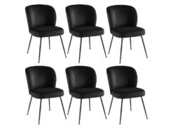 Lot De 6 Chaises En Velours Et Métal - Noir - POLPONA De Pascal MORABITO -Mobilia Boutique chaise 6841995