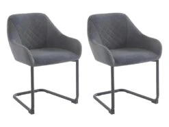 Lot De 2 Chaises Avec Accoudoirs En Tissu Et Métal - Gris - WAFA De Pascal MORABITO