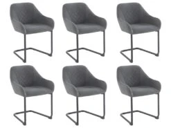 Lot De 6 Chaises Avec Accoudoirs En Tissu Et Métal - Gris - WAFA De Pascal MORABITO 15 Lot De 6 Chaises Avec Accoudoirs En Tissu Et Métal - Gris - WAFA De Pascal MORABITO -Mobilia Boutique chaise 6929341