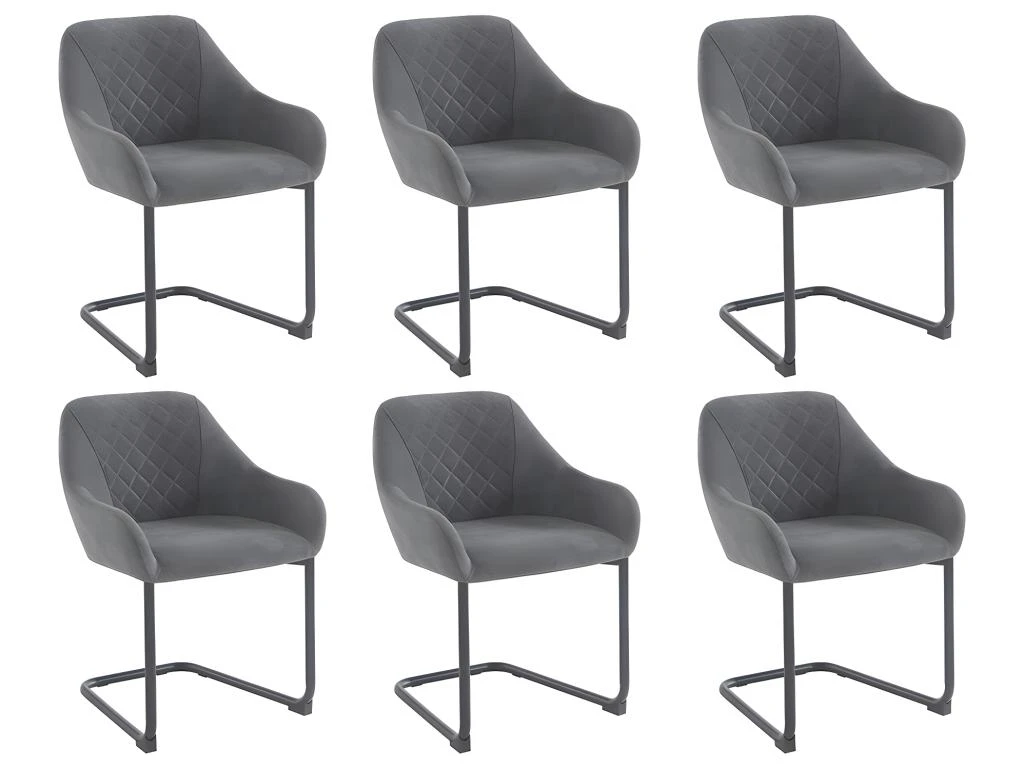 Lot De 6 Chaises Avec Accoudoirs En Tissu Et Métal - Gris - WAFA De Pascal MORABITO 9 Lot De 6 Chaises Avec Accoudoirs En Tissu Et Métal - Gris - WAFA De Pascal MORABITO – Image 7