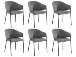 Lot De 6 Chaises Avec Accoudoirs En Tissu Et Métal - Gris - ORDIDA De Pascal MORABITO -Mobilia Boutique chaise 6947965