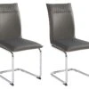 Lot De 2 Chaises En Velours Et Métal Chromé - Gris - OMANIANE -Mobilia Boutique chaise 6950883