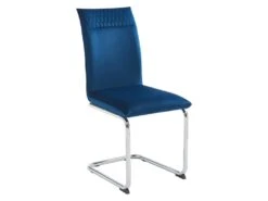 Lot De 2 Chaises En Velours Et Métal Chromé - Bleu - OMANIANE -Mobilia Boutique chaise 7002541