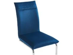 Lot De 2 Chaises En Velours Et Métal Chromé - Bleu - OMANIANE -Mobilia Boutique chaise 7002555