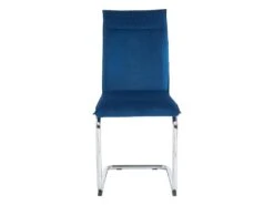 Lot De 6 Chaises En Velours Et Métal Chromé - Bleu - OMANIANE -Mobilia Boutique chaise 7005693