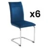 Lot De 6 Chaises En Velours Et Métal Chromé - Bleu - OMANIANE -Mobilia Boutique chaise 7005799