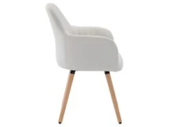 Lot De 2 Chaises Avec Accoudoirs - Tissu Et Métal Effet Bois - Crème - ELEANA 14 Lot De 2 Chaises Avec Accoudoirs - Tissu Et Métal Effet Bois - Crème - ELEANA -Mobilia Boutique chaise 715935