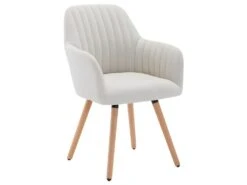 Lot De 2 Chaises Avec Accoudoirs - Tissu Et Métal Effet Bois - Crème - ELEANA 13 Lot De 2 Chaises Avec Accoudoirs - Tissu Et Métal Effet Bois - Crème - ELEANA -Mobilia Boutique chaise 715937