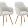 Lot De 2 Chaises Avec Accoudoirs - Tissu Et Métal Effet Bois - Crème - ELEANA -Mobilia Boutique chaise 715943