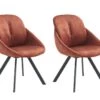 Lot De 2 Chaises Avec Accoudoirs En Velours Et Métal - Terracotta - BUSSELTON -Mobilia Boutique chaise 7313845