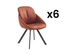 Lot De 6 Chaises Avec Accoudoirs En Velours Et Métal - Terracotta - BUSSELTON