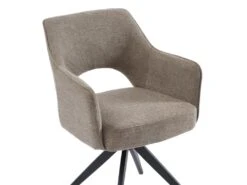 Chaise Pivotante Avec Accoudoirs En Tissu Et Métal - Taupe - KONYA -Mobilia Boutique chaise 7326705