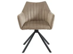 Lot De 6 Chaises Avec Accoudoirs En Velours Et Métal - Beige - IZIALI De Pascal MORABITO -Mobilia Boutique chaise 7729587