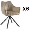Lot De 6 Chaises Avec Accoudoirs En Velours Et Métal - Beige - IZIALI De Pascal MORABITO -Mobilia Boutique chaise 7729651