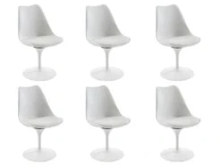 Lot De 6 Chaises En Polypropylène, Tissu Et Métal - Blanc - XAFY 13 Lot De 6 Chaises En Polypropylène, Tissu Et Métal - Blanc - XAFY -Mobilia Boutique chaise 8122561