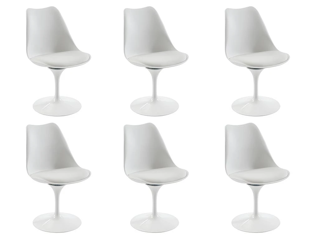 Lot De 6 Chaises En Polypropylène, Tissu Et Métal - Blanc - XAFY 8 Lot De 6 Chaises En Polypropylène, Tissu Et Métal - Blanc - XAFY – Image 6