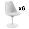 Lot De 6 Chaises En Polypropylène, Tissu Et Métal - Blanc - XAFY