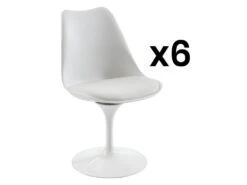 Lot De 6 Chaises En Polypropylène, Tissu Et Métal - Blanc - XAFY