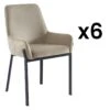 Lot De 6 Chaises Avec Accoudoirs En Velours Et Métal - Beige - CAROLONA De Pascal MORABITO -Mobilia Boutique chaise 8740733