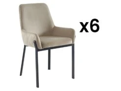 Lot De 6 Chaises Avec Accoudoirs En Velours Et Métal - Beige - CAROLONA De Pascal MORABITO