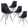 HAGA - Lot De 4 Chaises Noires Avec Piétement Métallique -Mobilia Boutique chaise 8935551