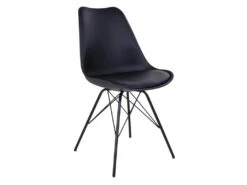 HAGA - Lot De 4 Chaises Noires Avec Piétement Métallique -Mobilia Boutique chaise 8935553