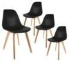 MELYA - Lot De 4 Chaises Scandinaves Noires -Mobilia Boutique chaise 8935775