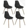 KAYELLES Lot De 4 Chaises Scandinaves De Cuisine Pieds Bois OVA (Noir) 2 KAYELLES Lot De 4 Chaises Scandinaves De Cuisine Pieds Bois OVA (Noir) -Mobilia Boutique chaise 8936661