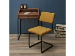 BERNY - Lot De 2 Chaises Tissu Surpiqué Jaune Moutarde -Mobilia Boutique chaise 8937237