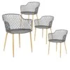 TRESSIE - Lot De 4 Fauteuils Gris Pieds Effet Bois Verni -Mobilia Boutique chaise 8937301