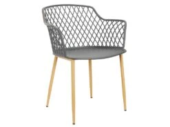 TRESSIE - Lot De 4 Fauteuils Gris Pieds Effet Bois Verni -Mobilia Boutique chaise 8937303