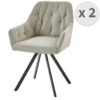 GORDON - Fauteuil De Table En Velours Coloris Lin, Pieds Métal Noir (x2) -Mobilia Boutique chaise 8937331