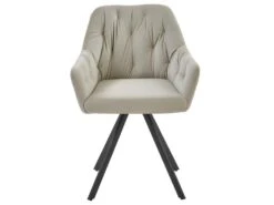 GORDON - Fauteuil De Table En Velours Coloris Lin, Pieds Métal Noir (x2) -Mobilia Boutique chaise 8937337