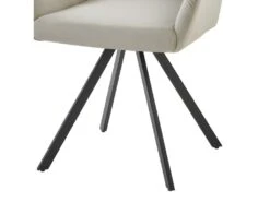 GORDON - Fauteuil De Table En Velours Coloris Lin, Pieds Métal Noir (x2) -Mobilia Boutique chaise 8937339