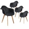 STYGN - Lot De 4 Fauteuils Avec Maille Noire Fils Argentés -Mobilia Boutique chaise 8937501