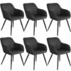 Lot De 6 Chaises Pieds Noir Siège De Salon Cuisine Salle à Manger Design élégant Tissu Anthracite 08_0000055 -Mobilia Boutique chaise 8937567